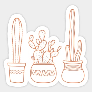 Cacti in pots illustration - white and terracotta Sticker